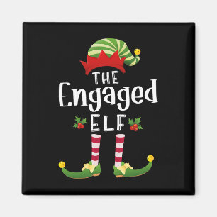 Engaged Christmas Elf Matching Pajama X-mas Party  Magnet