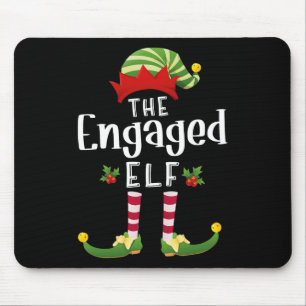 Engaged Christmas Elf Matching Pajama X-mas Party Mouse Mat