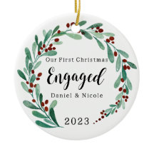 Engaged Christmas Ornament, Personalised Christmas