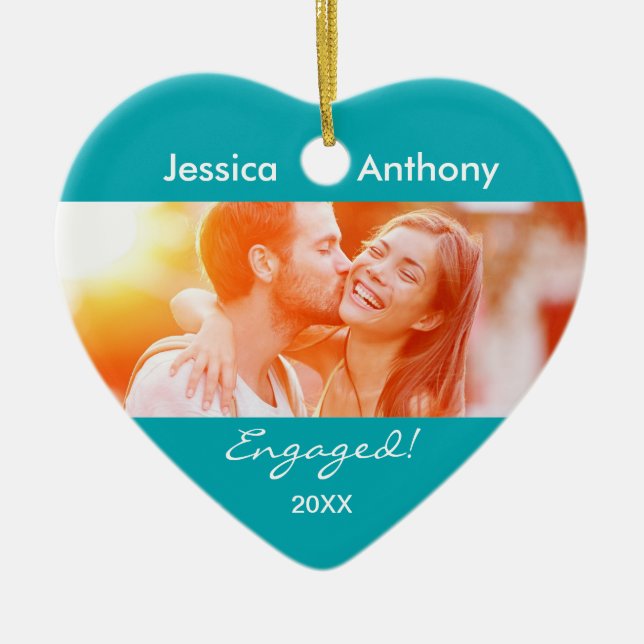Engaged Christmas Photo Ornament (Front)