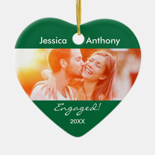 Engaged Christmas Photo Ornament (Front)