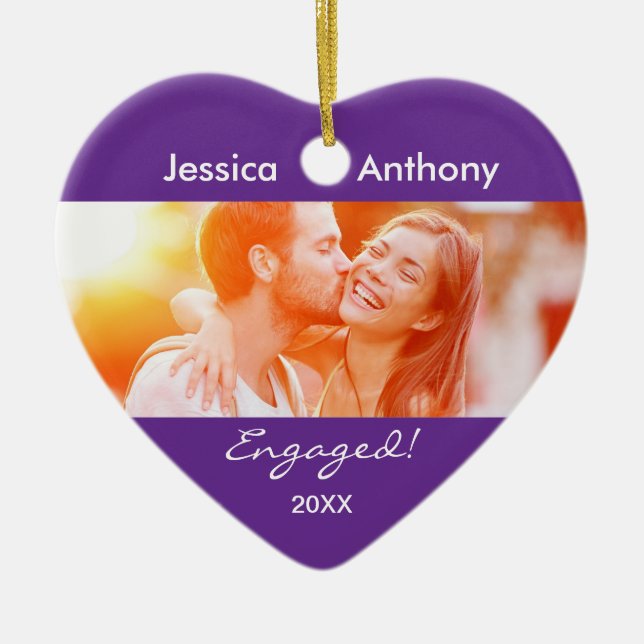 Engaged Christmas Photo Ornament (Front)