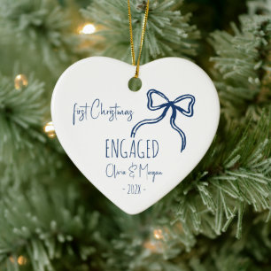 Engaged Christmas unique hand drawn Ceramic Tree Decoration