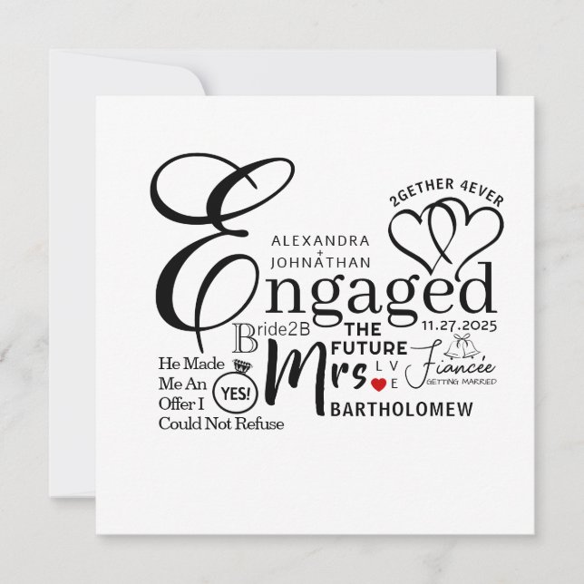 Engaged Collage Photo Wedding Announcement (Front)
