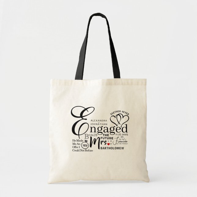 Engaged Collage Wedding Announcement Tote Bag (Front)