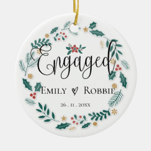 Engaged Couple Our First Christmas Ceramic Tree Decoration