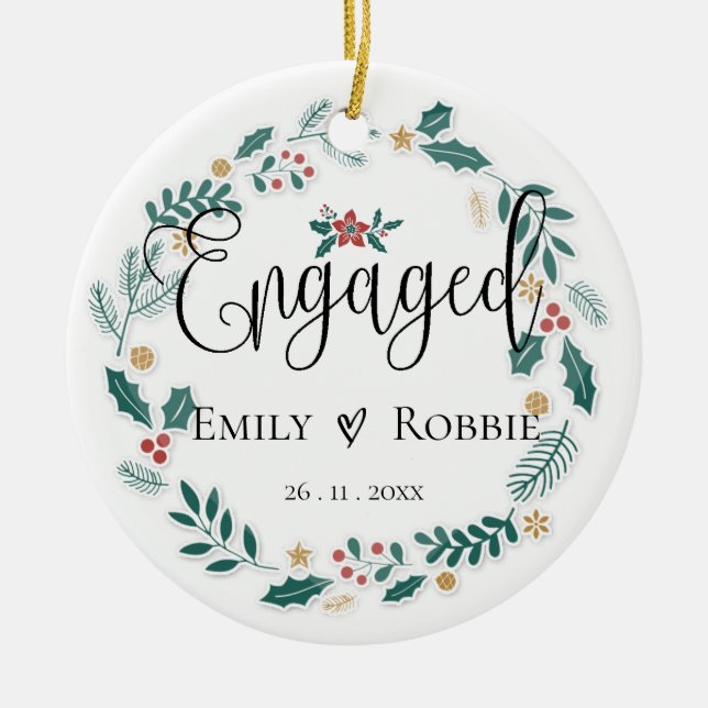 Engaged Couple | Our First Christmas   Ceramic Tree Decoration (Front)