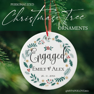 Engaged Couple   Our First Christmas   Ceramic Tree Decoration