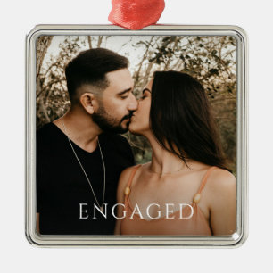 Engaged Couple Photo Metal Tree Decoration