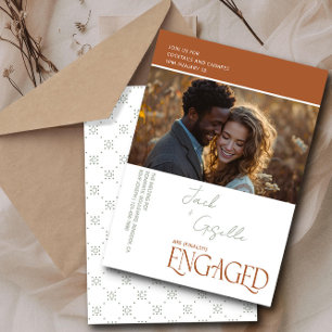 Engaged Elegant Tricolor Engagement Photo Party Invitation