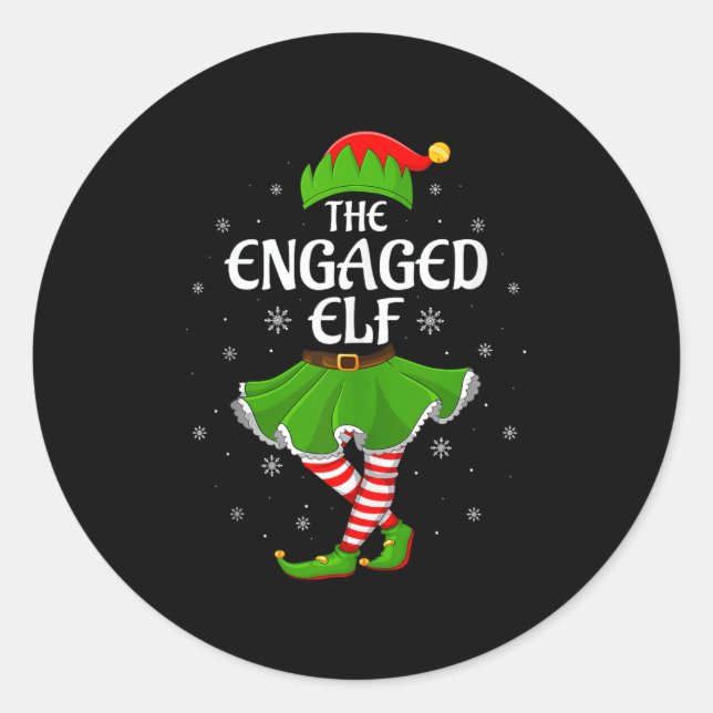 Engaged Elf Christmas Family Girls Women Elf Squad Classic Round Sticker (Front)