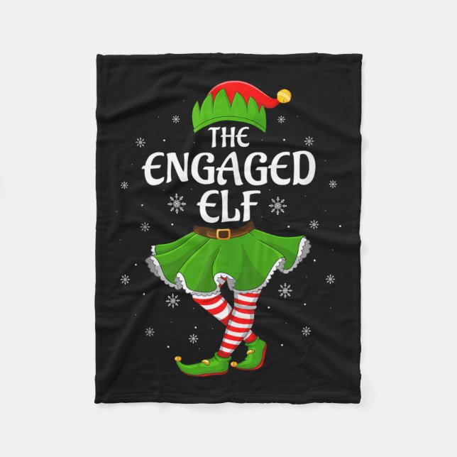 Engaged Elf Christmas Family Girls Women Elf Squad Fleece Blanket (Front)