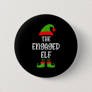 Engaged Elf Family Matching Christmas Engagement  6 Cm Round Badge