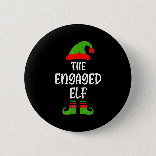 Engaged Elf Family Matching Christmas Engagement  6 Cm Round Badge (Front)