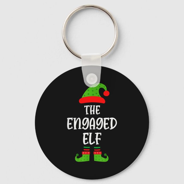 Engaged Elf Family Matching Christmas Engagement  Key Ring (Front)