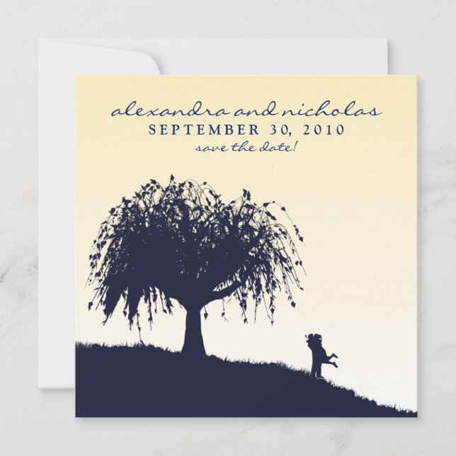 Engaged Embrace Save the Date Announcement (peach) (Front)