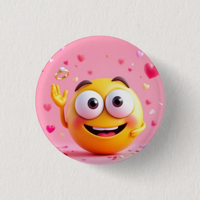 Engaged Emoji 3 Cm Round Badge (Front)