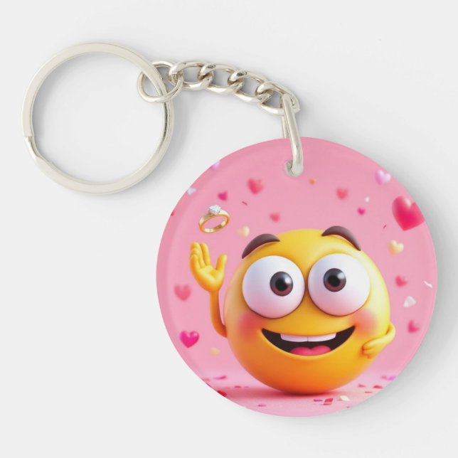 Engaged Emoji Key Ring (Front)