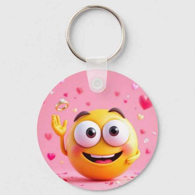 Engaged Emoji Key Ring (Front)