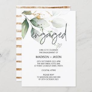 Engaged Engagement Party Getting Married Greenery Invitation
