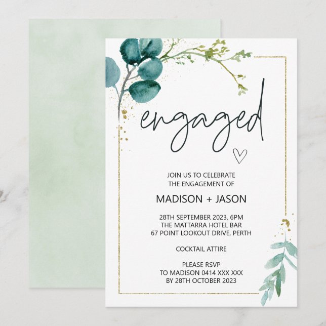 Engaged Engagement Party Getting Married Greenery Invitation (Front/Back)