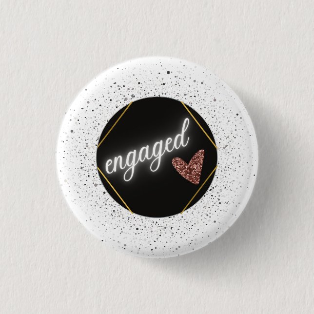 Engaged Glam 3 Cm Round Badge (Front)