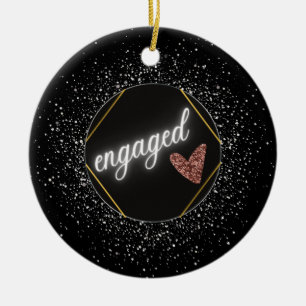Engaged Glam Black and Silver    Ceramic Tree Decoration