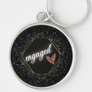 Engaged Glam Black and Silver  Key Ring