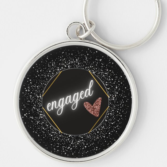 Engaged Glam Black and Silver  Key Ring (Front)