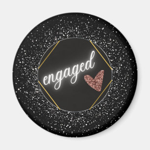 Engaged Glam Black and Silver    Magnet
