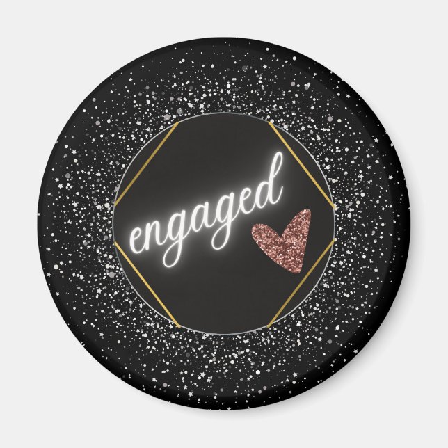 Engaged Glam Black and Silver    Magnet (Front)
