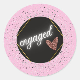 Engaged Glam Pastel Classic Round Sticker