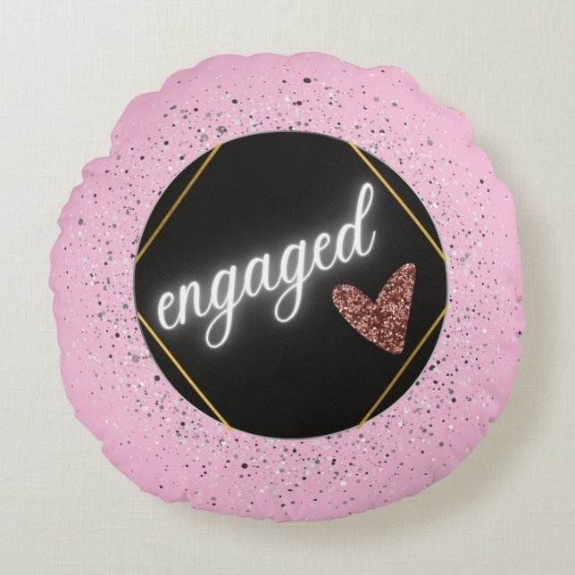 Engaged Glam Pastel Round Cushion (Front)