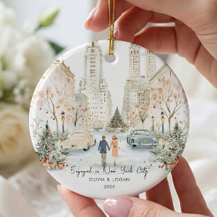 Engaged in New York City Ceramic Tree Decoration