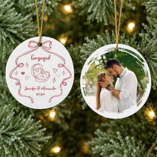 Engaged Keepsake Double Sided Ceramic Tree Decoration
