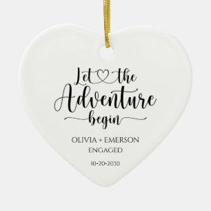 Engaged Let The Adventure Begin Ceramic Tree Decoration