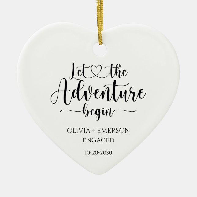 Engaged Let The Adventure Begin Ceramic Tree Decoration (Front)