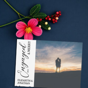 Engaged & Merry Couple Photo Holiday Card