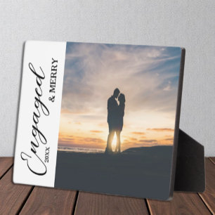 Engaged & Merry Couple Photo Plaque