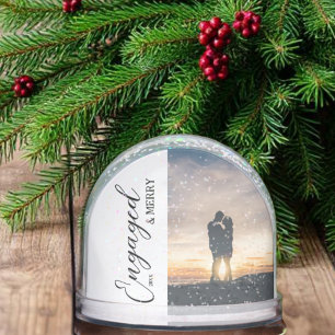 Engaged & Merry Couple Photo Snowglobe