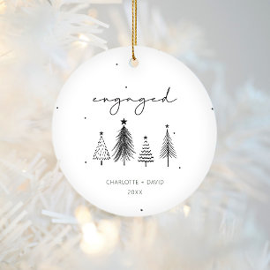 Engaged Minimalist Personalised Christmas Ceramic Tree Decoration