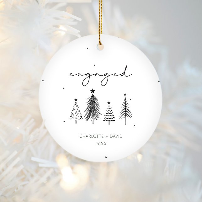 Engaged Minimalist Personalised Christmas Ceramic Tree Decoration (Creator Uploaded)