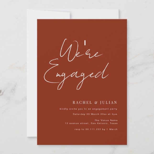 engaged modern engagement invitation (Front)