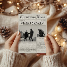 Engaged Newspaper Christmas Photo