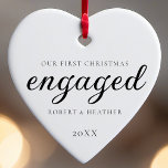 Engaged Personalised Engagement Gift For Christmas Ceramic Tree Decoration<br><div class="desc">Celebrate your engagement with our Engaged Personalised Engagement Gift For Christmas Ceramic Ornament. This elegant, minimal, and clean design in classic black and white is the perfect addition to your Christmas tree ornaments, capturing the essence of a simple, minimalist Christmas. Customised with your names and the engagement date, this custom...</div>