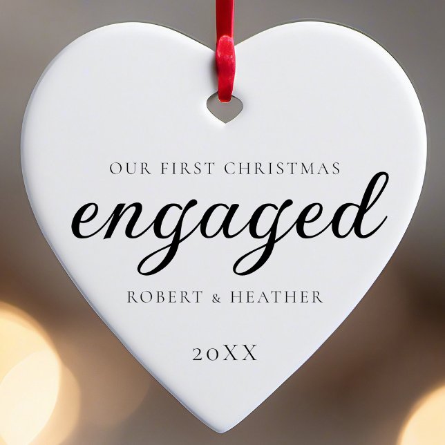 Engaged Personalised Engagement Gift For Christmas Ceramic Tree Decoration (Creator Uploaded)
