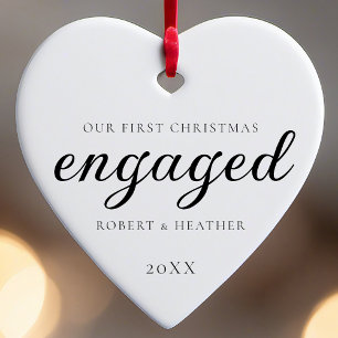 Engaged Personalized Engagement Gift For Christmas Ceramic Tree Decoration