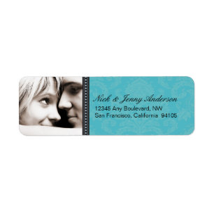 Engaged Photo Return Address Label (aqua)