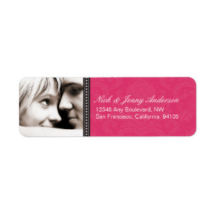 Engaged Photo Return Address Label (fuchsia)