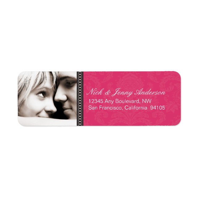 Engaged Photo Return Address Label (fuchsia) (Front)